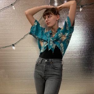 XL Hawaiian Shirt / Homemade Super Crop